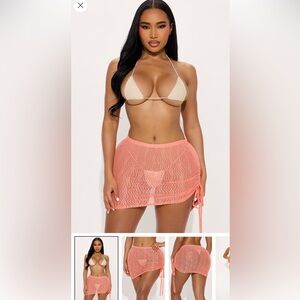 NWOT Coral Ruched Swim Skirt